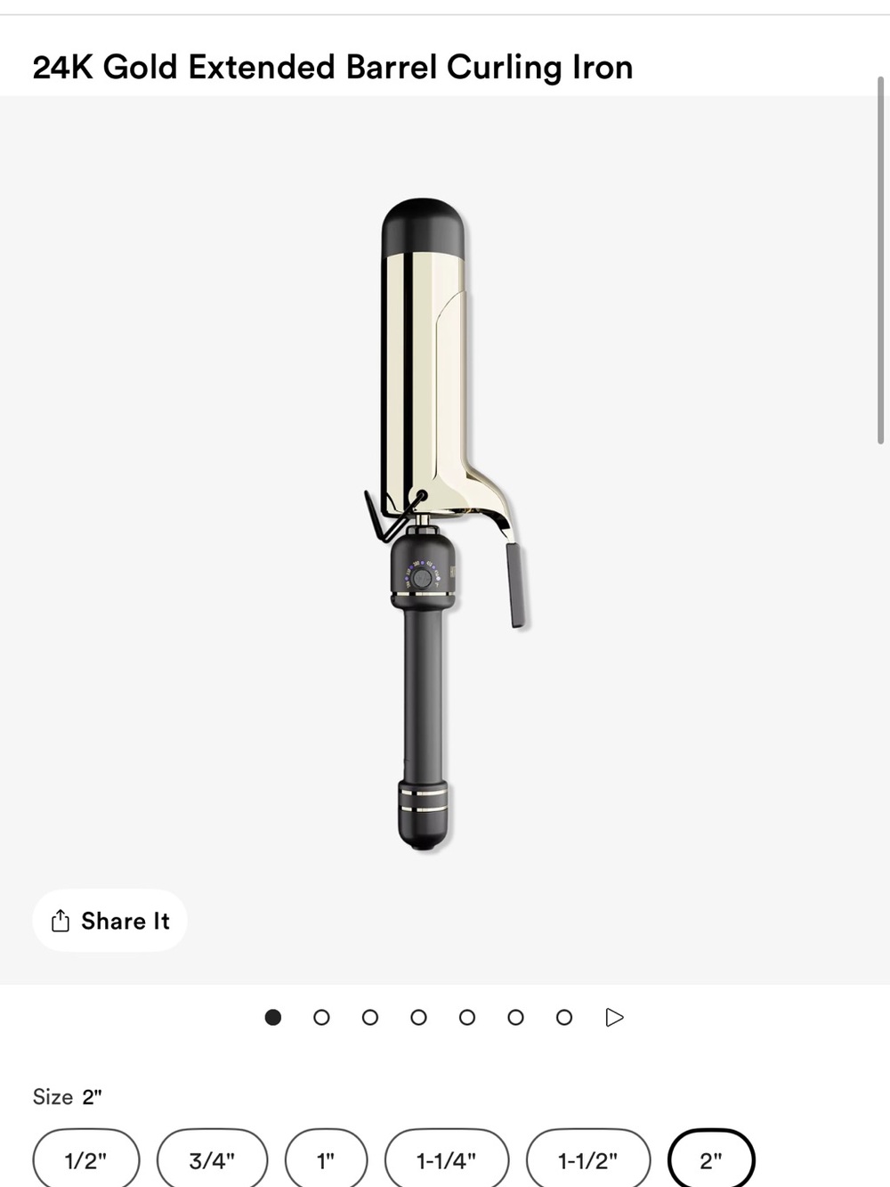 24K Gold Extended Barrel Curling Iron - Gold and Black